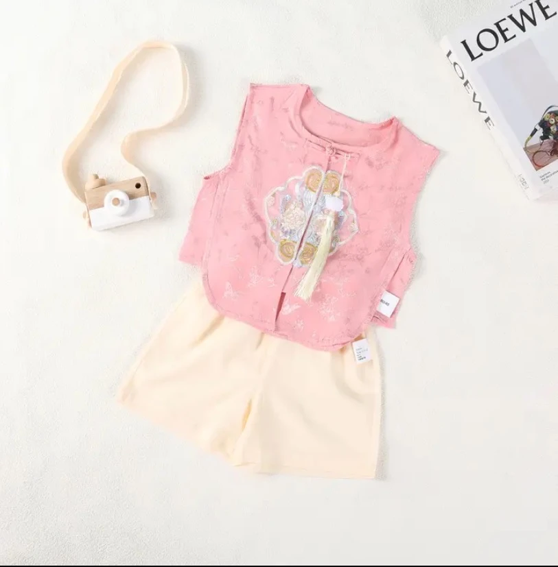 新中式国风套装新款男女宝同款国风套装短袖裤子两件套