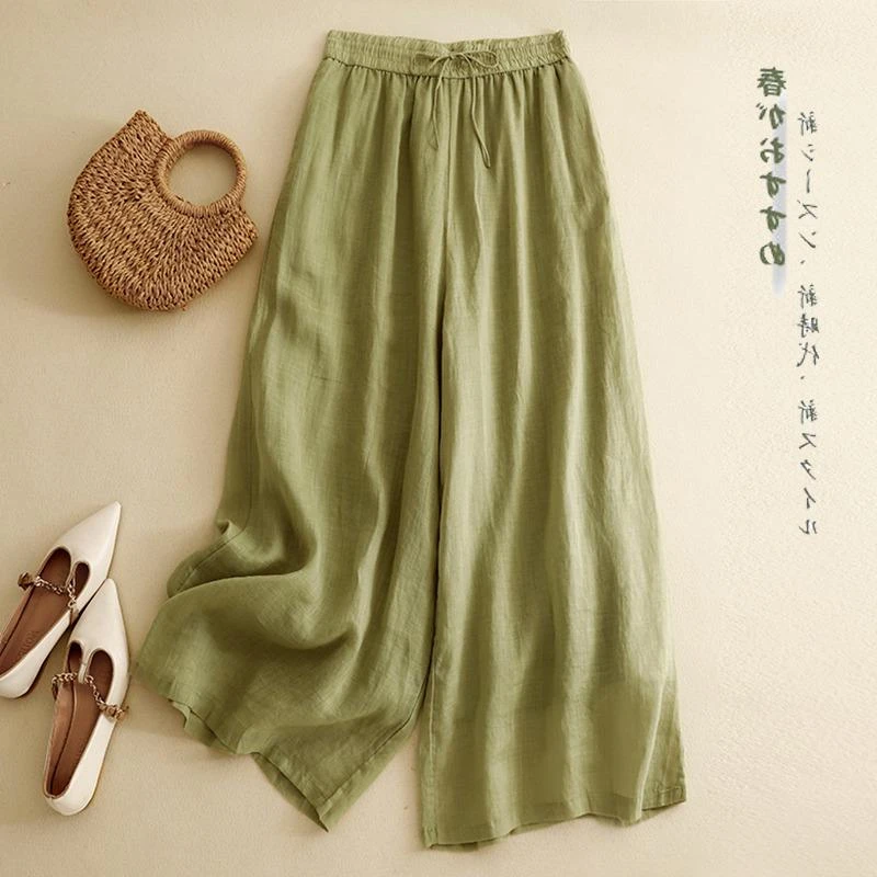 爆款苎麻裤裙阔腿裤女2025新款夏季薄款亚麻山本裤休闲裤