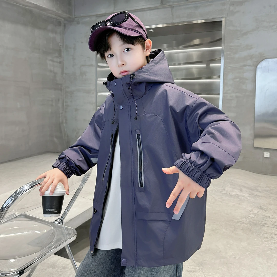 男童外套春秋宽松连帽2025中大童休闲韩版长袖儿童秋季上衣洋气潮