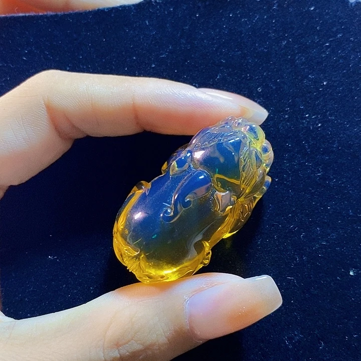 蓝珀未镶嵌珠宝奇石墨西哥蓝珀貔貅