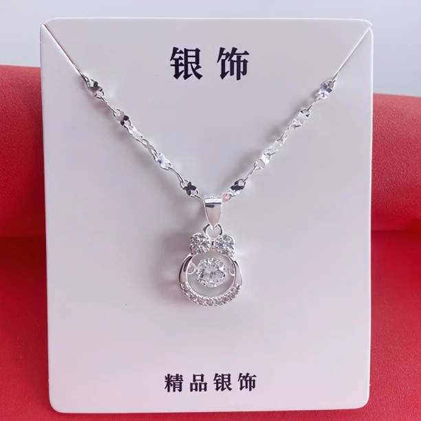 坠链均足银 【一套价】足银999.9四叶草项链➕足银灵动蝴蝶结吊坠