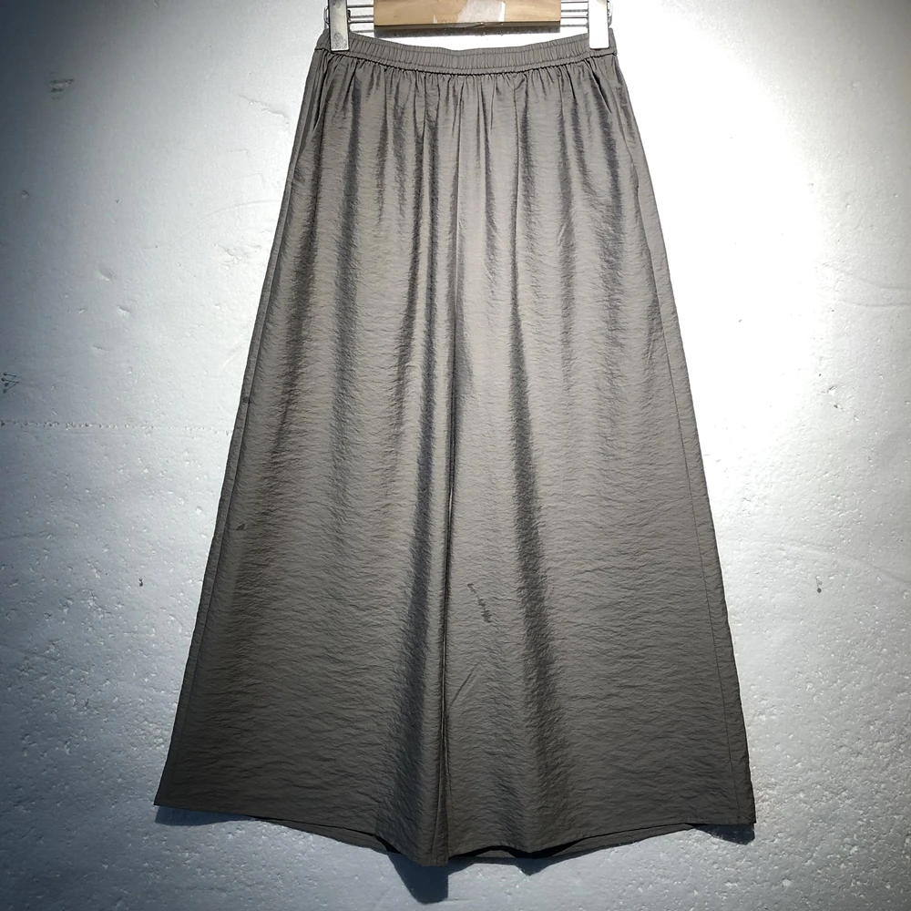 中国丝绸 桑蚕丝干丝桑锦绸凉爽亲肤透气宽松阔腿九分裤H992186