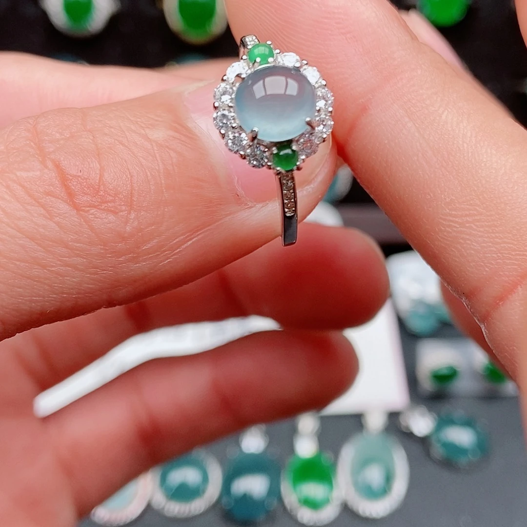 翡翠戒指银S925镶嵌8548558