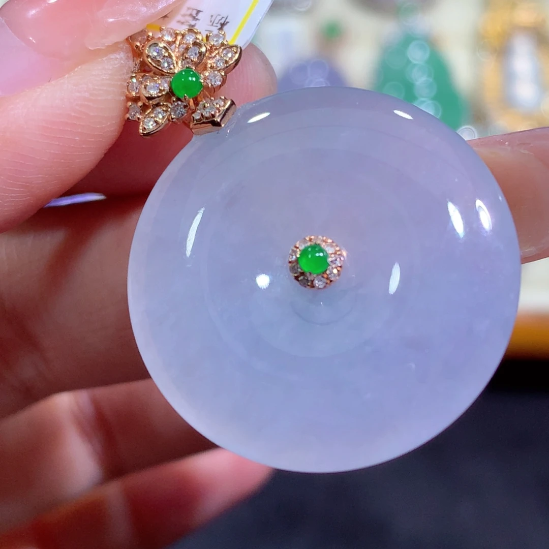 翡翠18K金镶嵌吊坠(不含链)