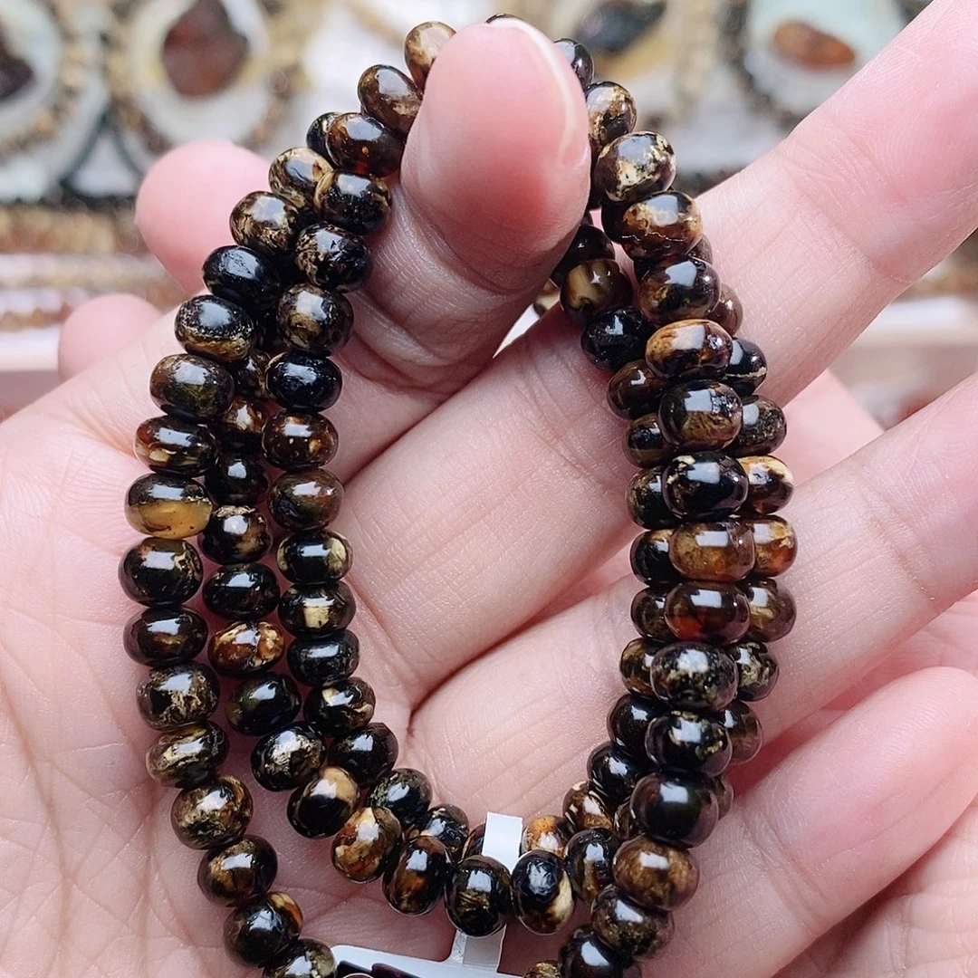 琥珀未镶嵌裸石6黑花