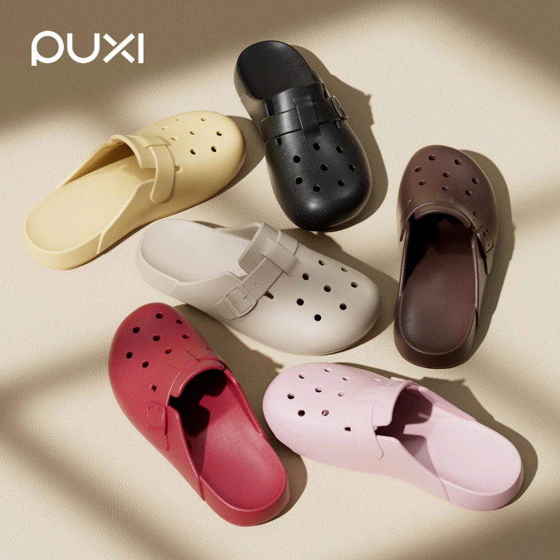 朴西勃肯鞋女士居家室内防滑透气包头软底沙滩鞋居家洞洞拖鞋eva