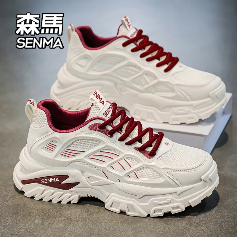 SENMA/森马男鞋秋季网面透气百搭休闲运动鞋跑步厚底增高老爹潮鞋