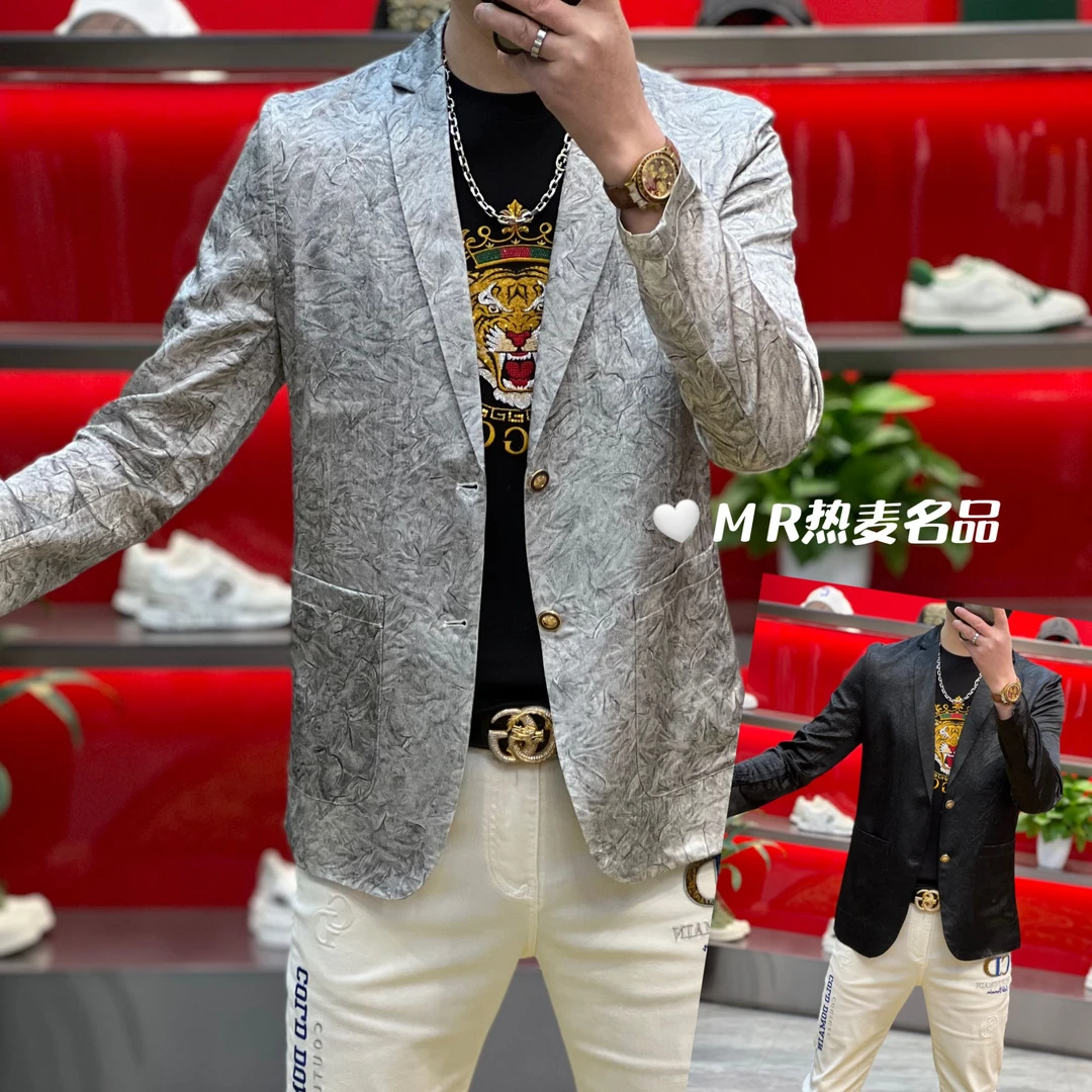 【星欧甄选】春夏醋酸西装褶皱设计国潮风25款 男士修身高定外套