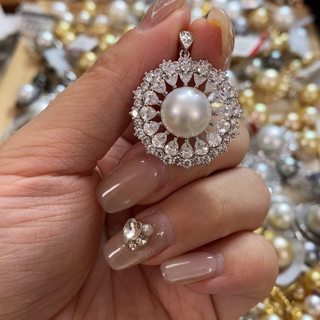 海水珍珠银S925镶嵌颈饰