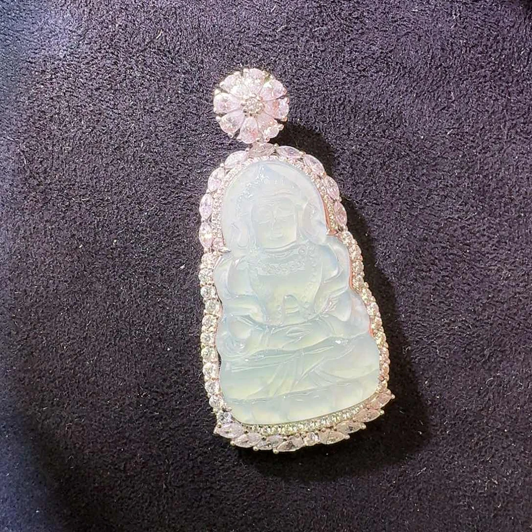 翡翠银S925镶嵌吊坠(不含链)白度