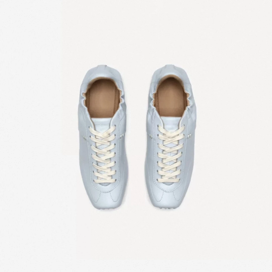 TCZE版~小众休闲方头芭蕾德训鞋女夏季新款运动风平底系带单鞋