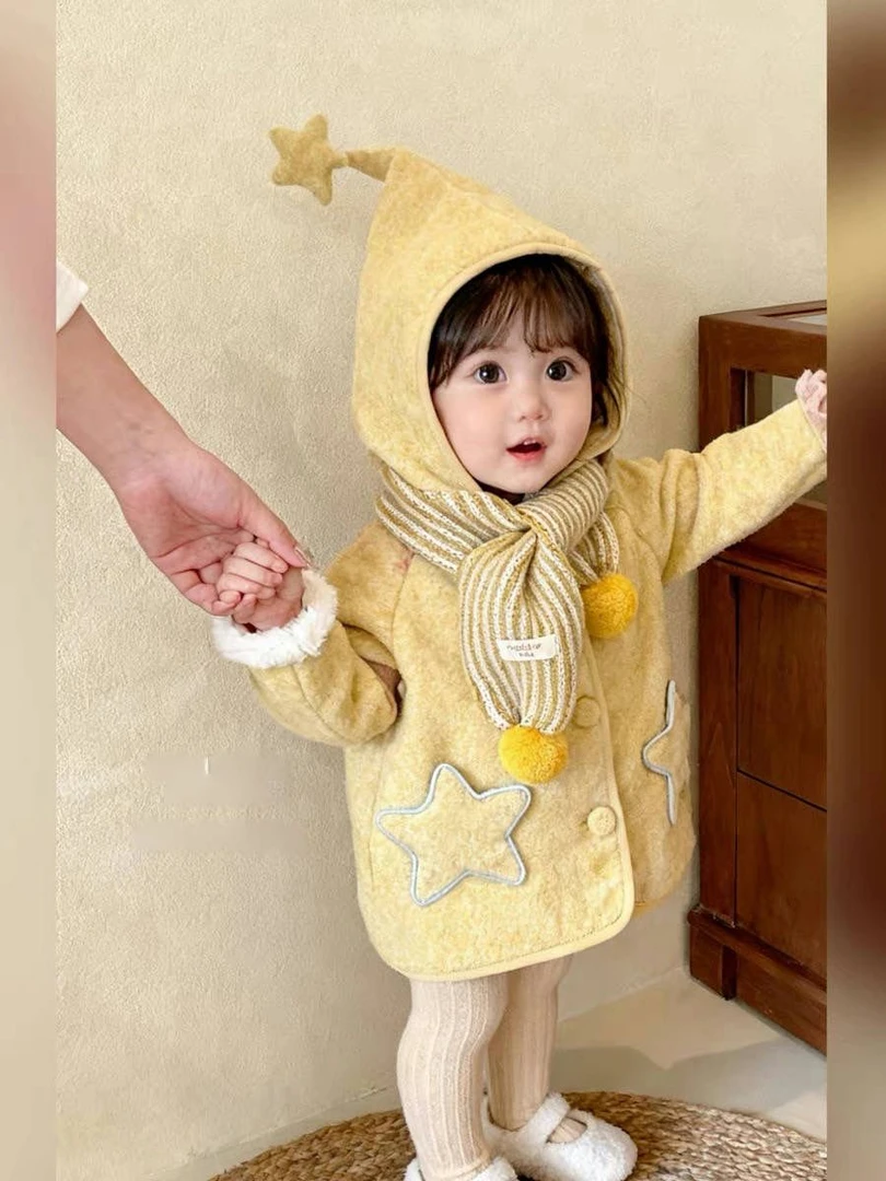 女童冬装外套加绒保暖2025新款男小儿童加厚棉服宝宝洋气大衣连帽