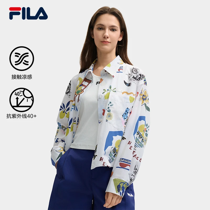 Fila/斐乐女款【凉爽防晒衬衣】春夏款宽松透气休闲开衫F11W528702F