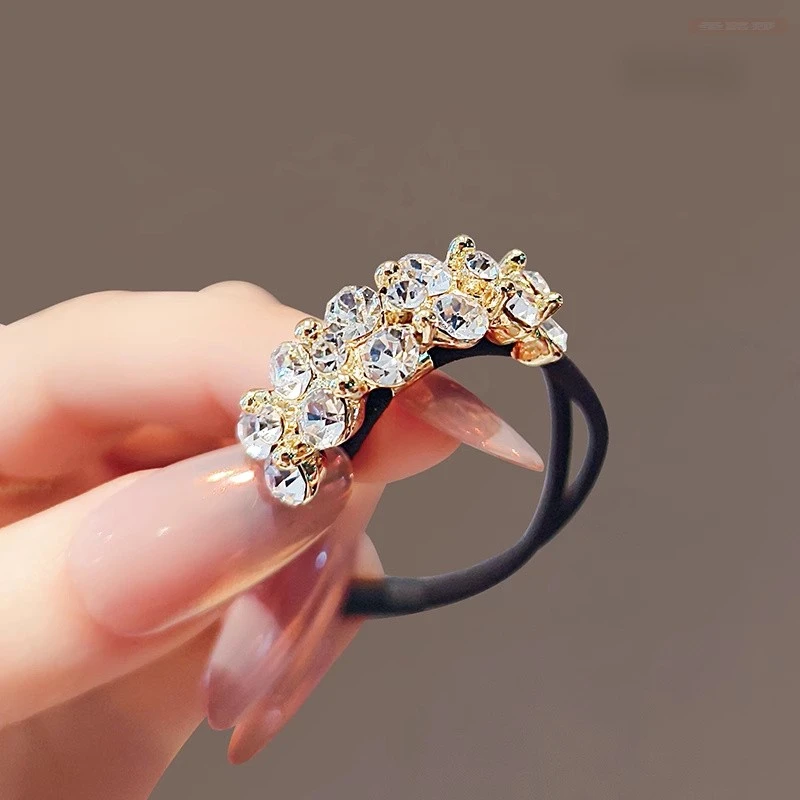 韩国气质水钻小花朵头绳百搭丸子头扎发橡皮筋发圈简约马尾头花女