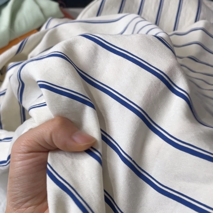 天丝（莱赛尔纤维）蓝白横条2米