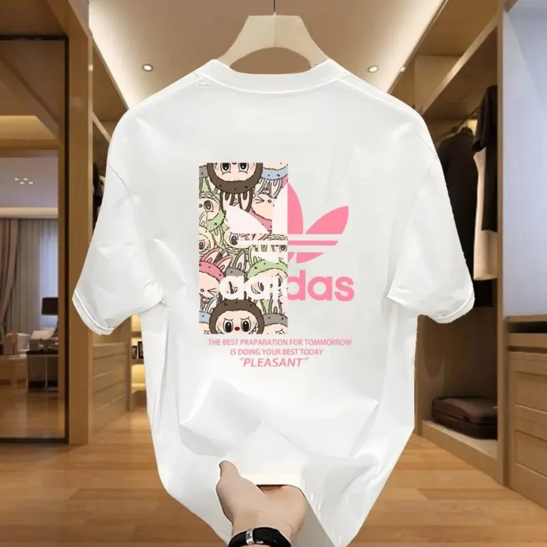 【品牌正品】夏季时尚百搭圆领T恤上衣男女同款情侣休闲短袖-097