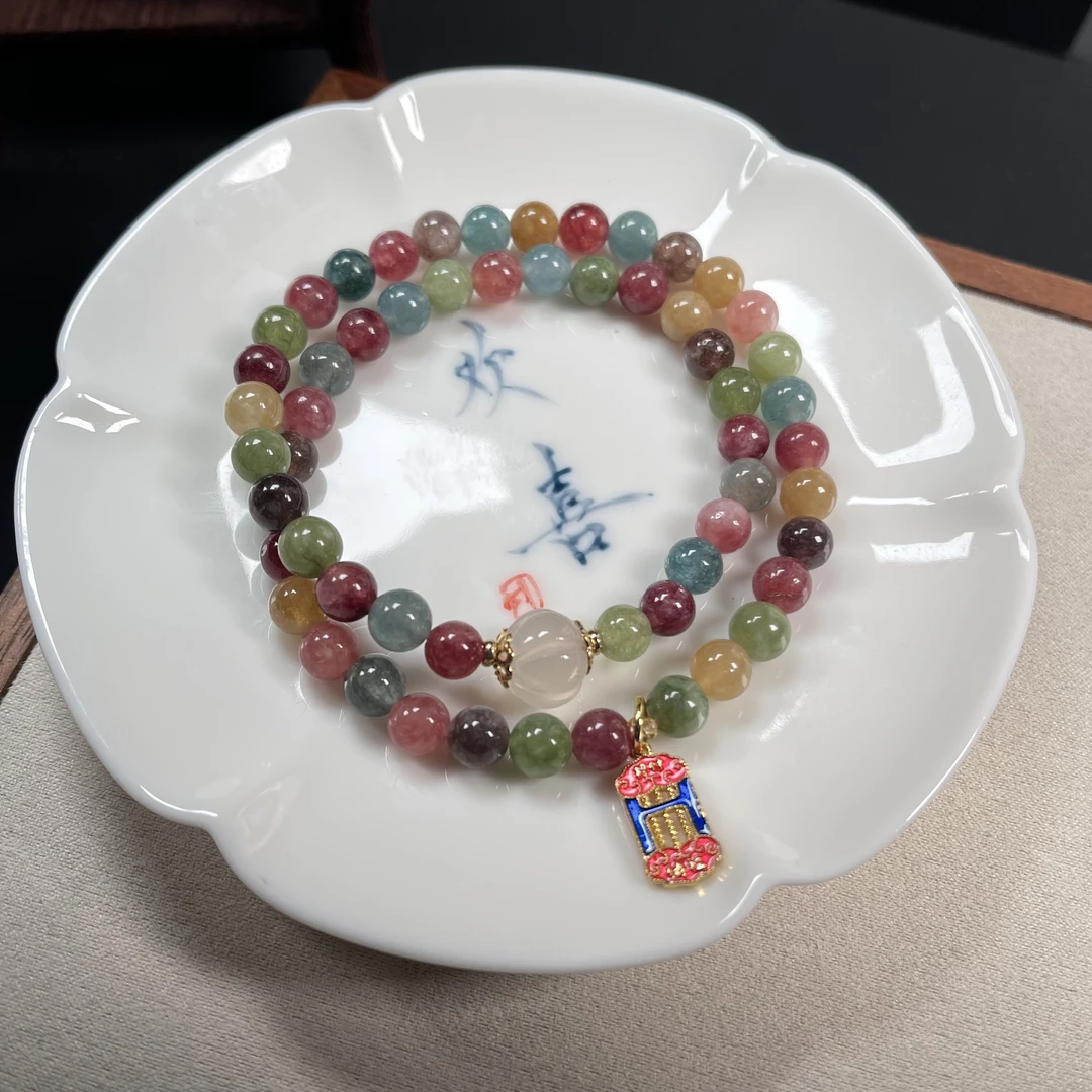 161彩碧双圈手串（6mm）颜色多样性 款式随机