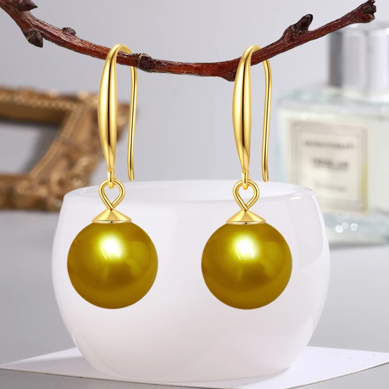 925银仿珍珠耳饰 S925通体银土豪富贵金黄色耳环女潮流耳坠饰品
