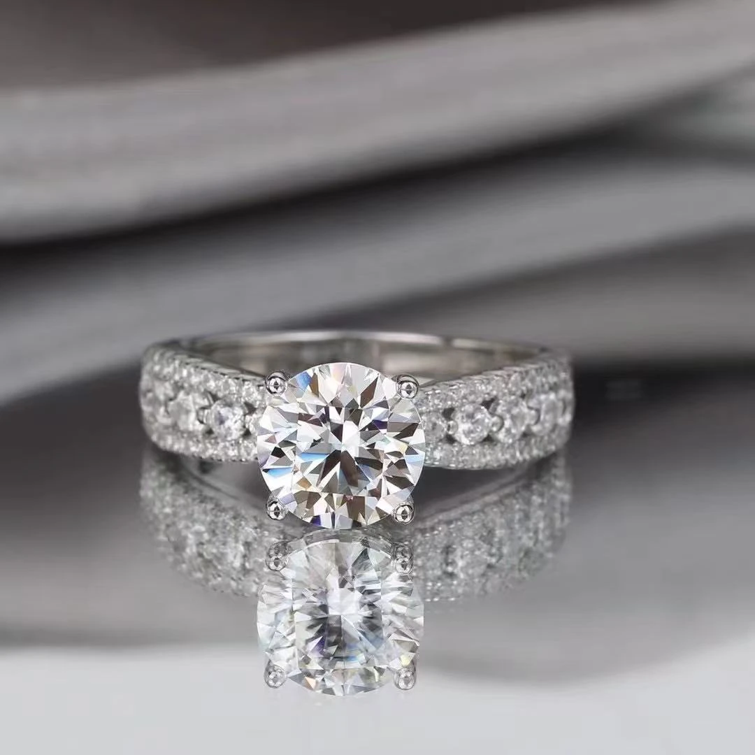 925银莫桑石银制品 【星海女戒】1克拉 -2克拉   轻奢/合成碳硅石