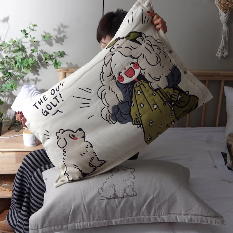 纯棉纱布加厚枕套一对装全棉成人48*74cm家用枕头套枕芯套内胆套