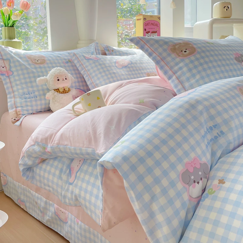 新款全棉四件套纯棉三件套被套床上用品宿舍被罩床单床学生床品