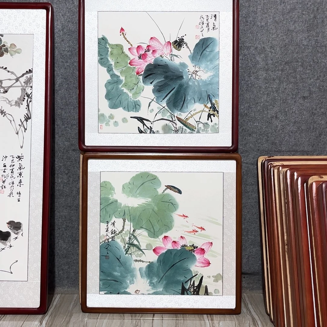 国画书画作品带框63×63