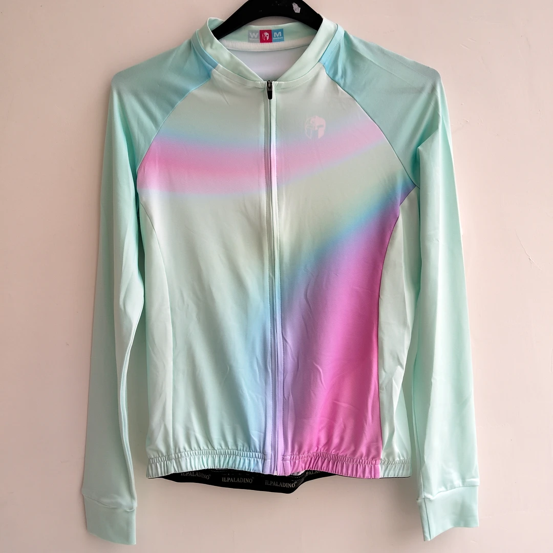 SQ 2136【粉蓝彩虹牛奶丝长袖女士 】ILPALADINO专业版骑行服户外