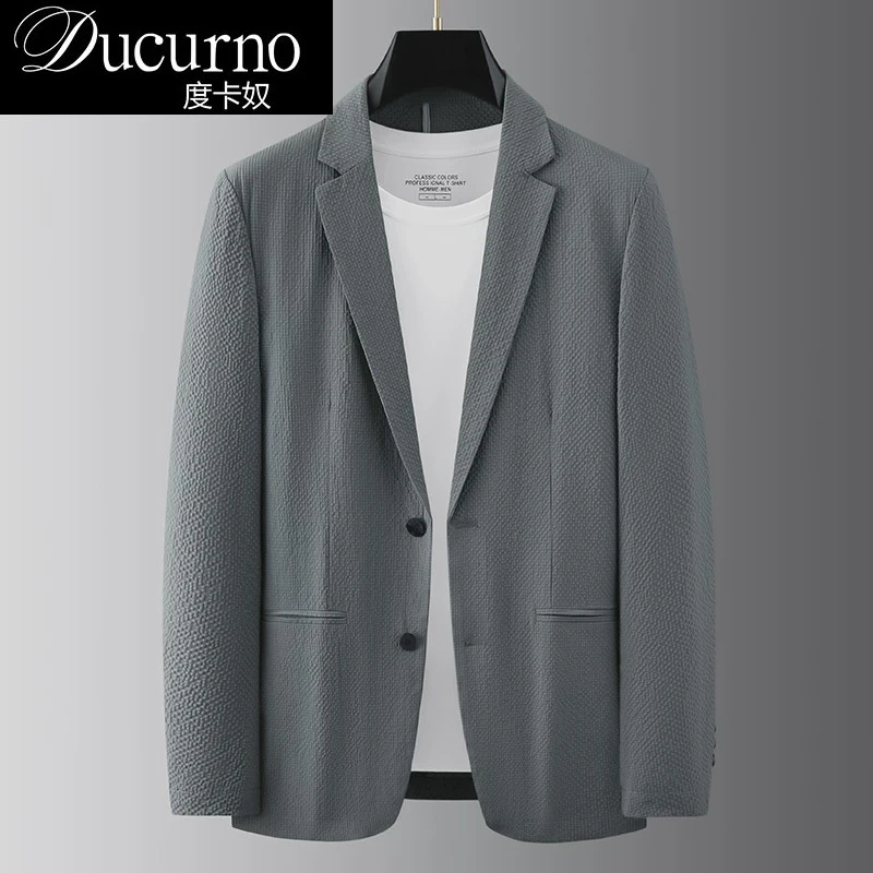 高端休闲西服男士2025秋季新款商务男装免烫泡泡纱单西上衣服