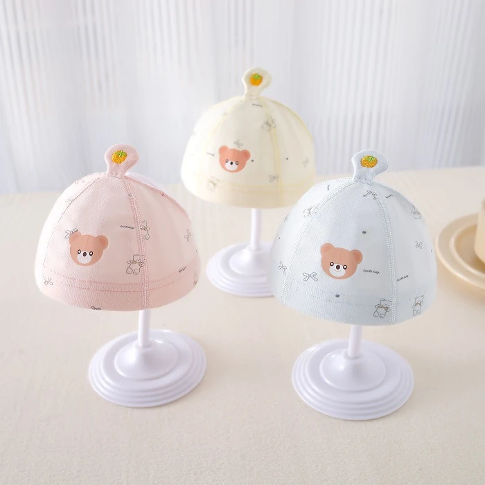 婴儿帽子春秋新款胎帽新生儿宝宝0一6月初生夏季轻薄透气护门帽