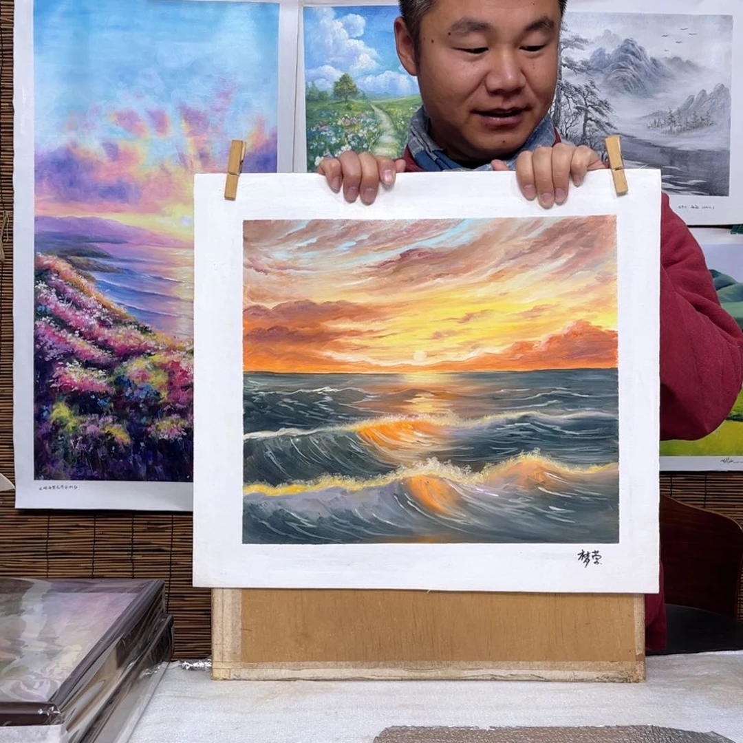 油画行路人小院绘画作品竞拍