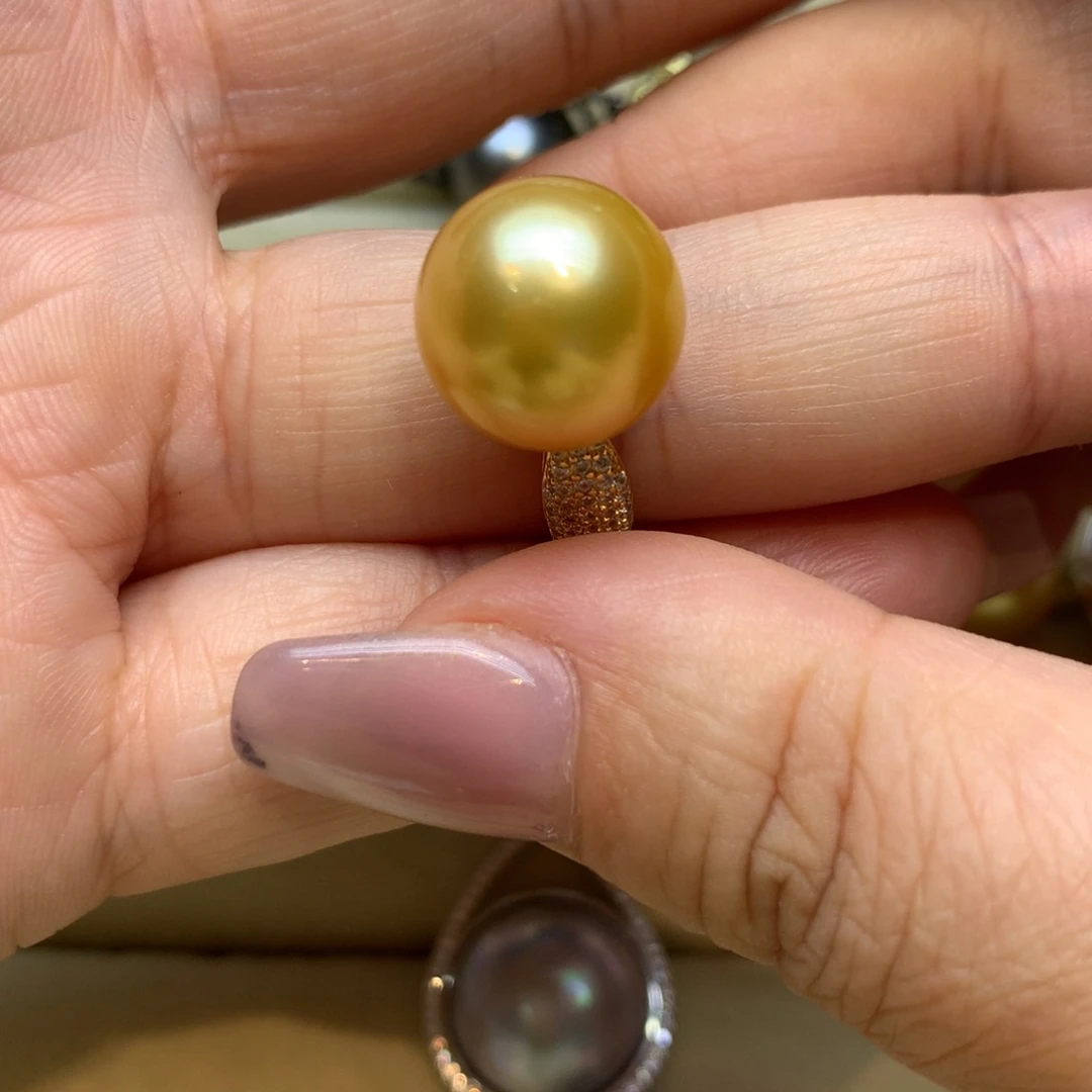 银S925镶嵌戒指海水珍珠