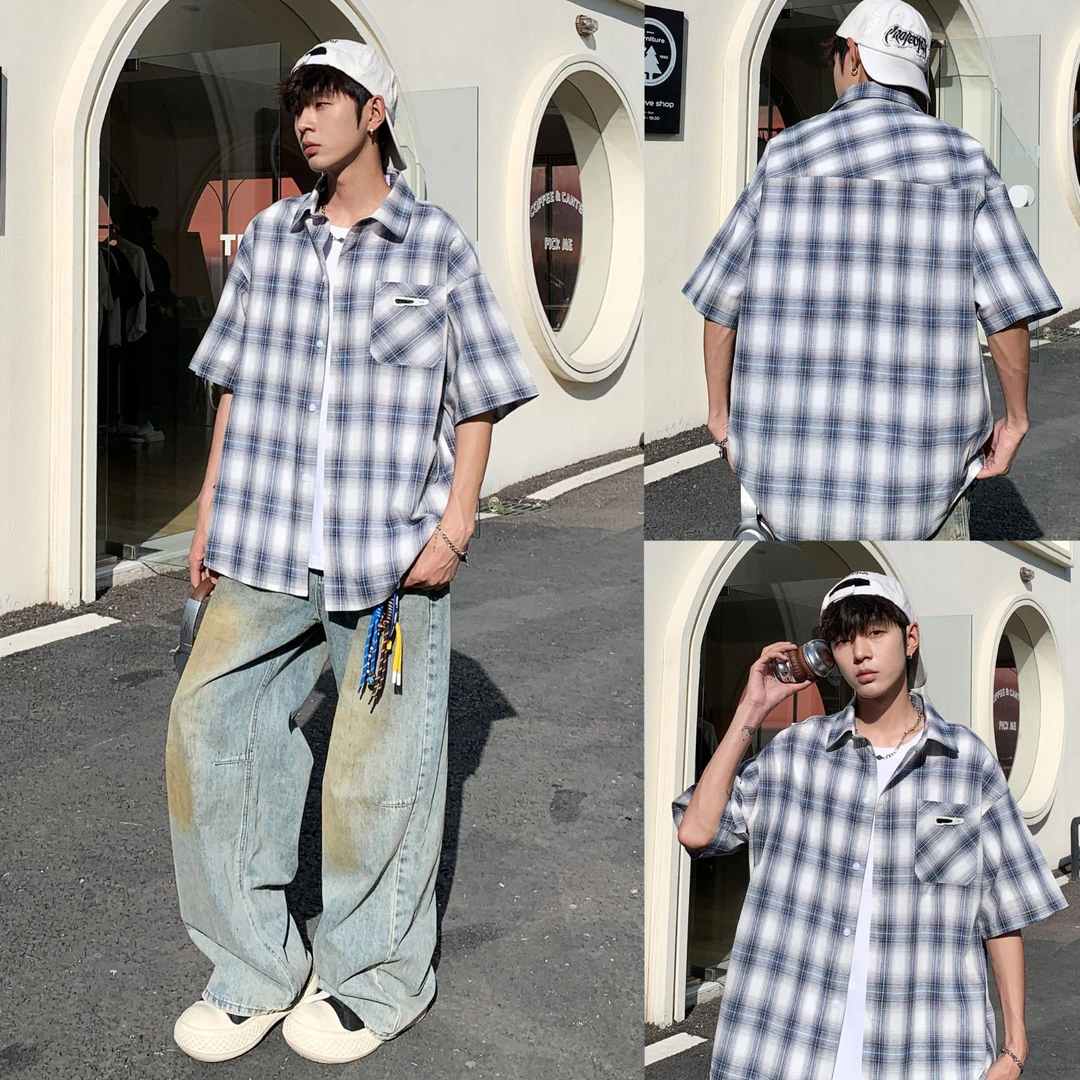 【全棉薄衬衫】夏季青少年学生衬衫简约休闲上衣吸汗透气百搭8930