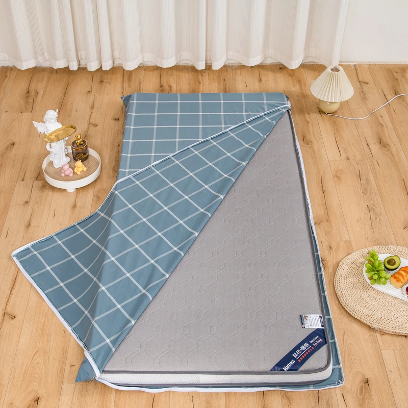 全棉床垫套拉链款学生宿舍全包床褥套床笠单件纯棉保护床罩可拆洗