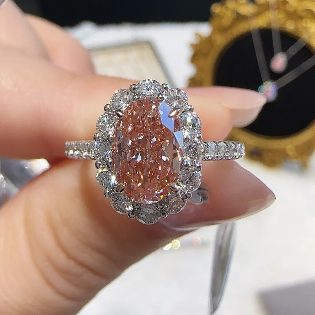 18K金镶嵌实验室培育钻石粉钻围镶1.4克拉13号