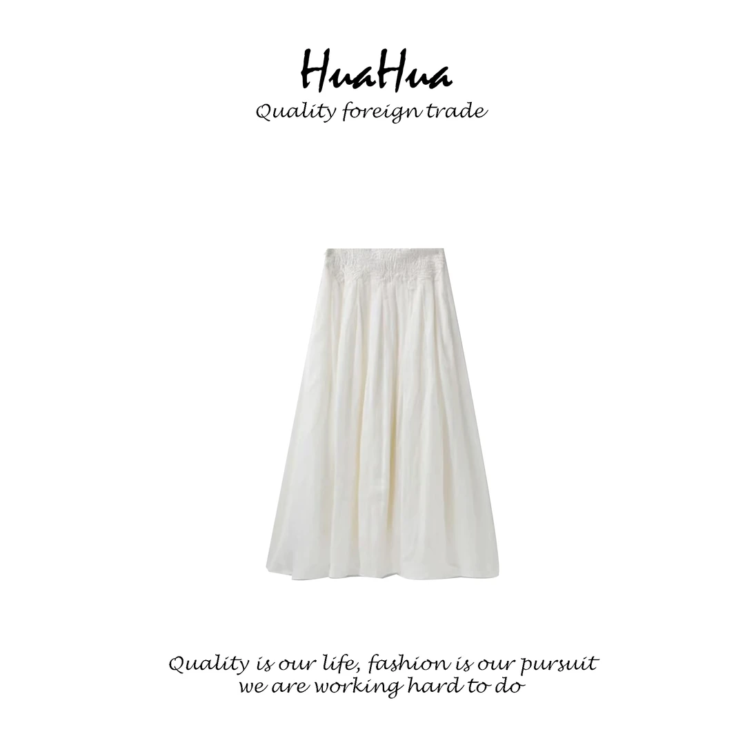 HUADB 【白月光】100%苎麻气质绣花大裙摆轻盈半身裙 DB6254