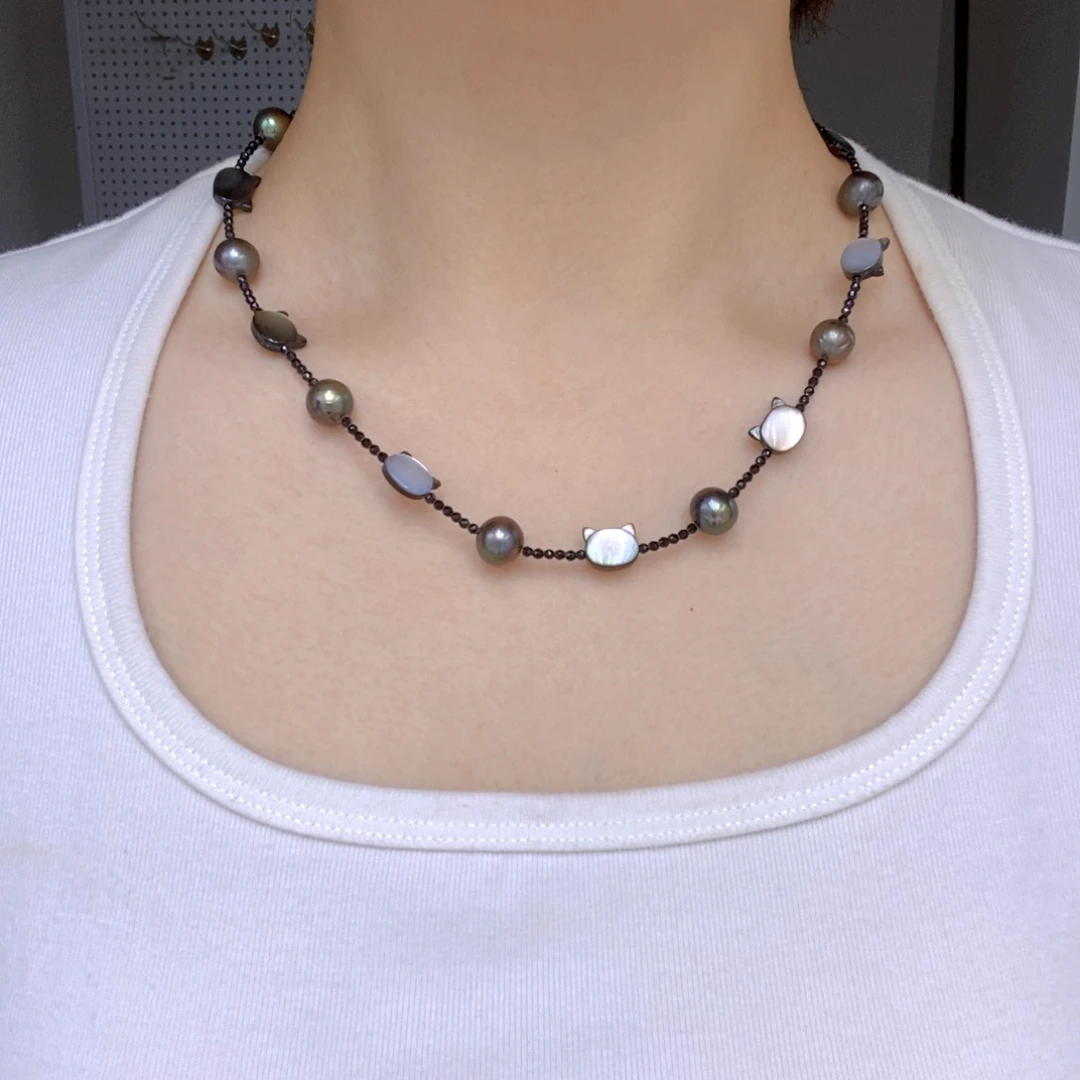 淡水珍珠银S925镶嵌颈饰