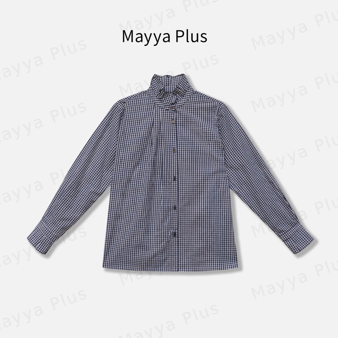 【格调】Mayya Plus麦芽定制韩系气质显瘦流光风格子衬衣女32546335