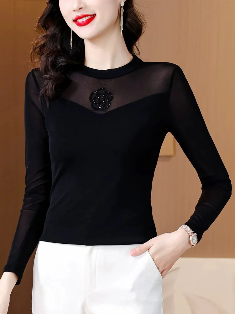 山茶花网纱拼接上衣890