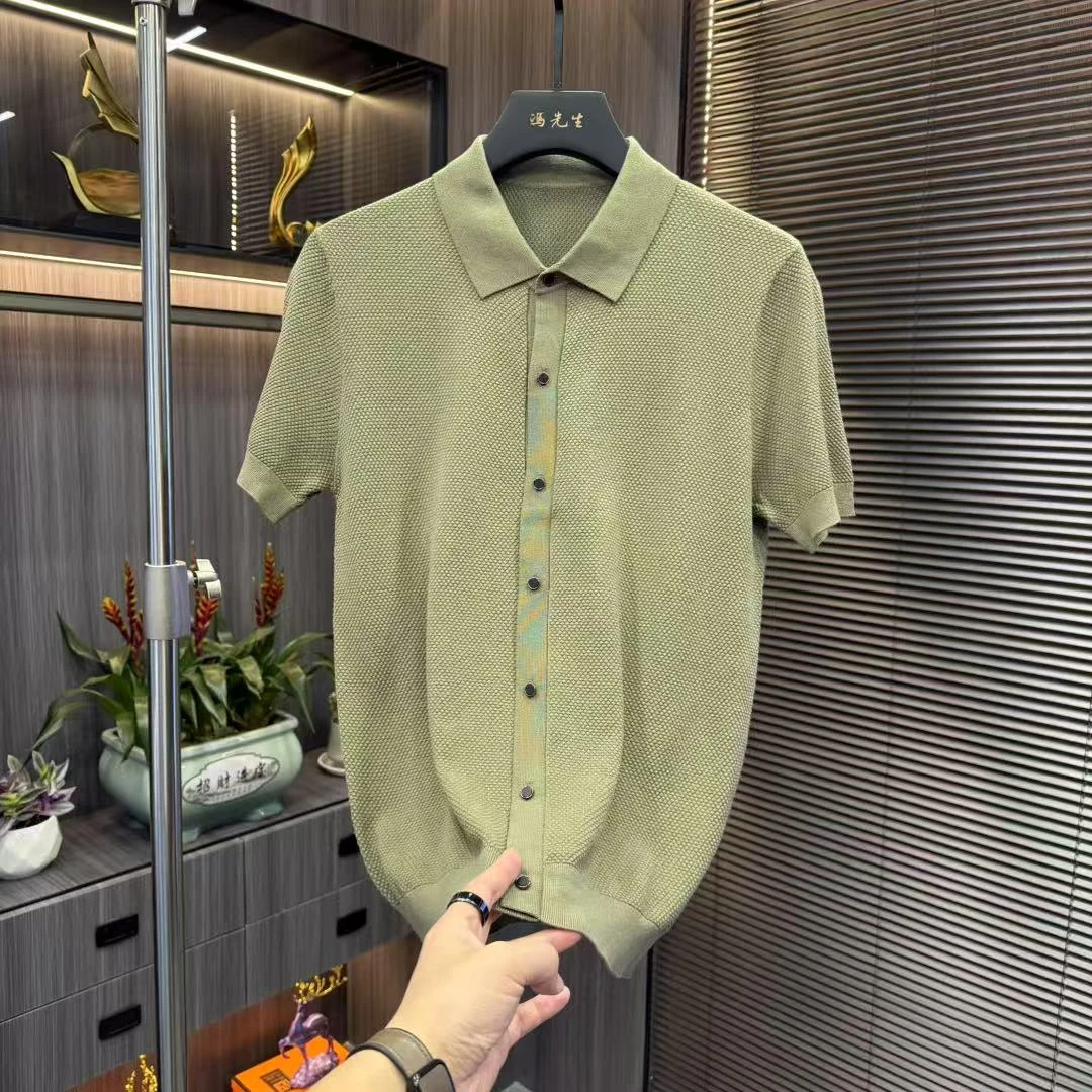 薄款免烫休闲Polo衫短袖百搭常规上衣商务休闲纯色修身半袖夏季