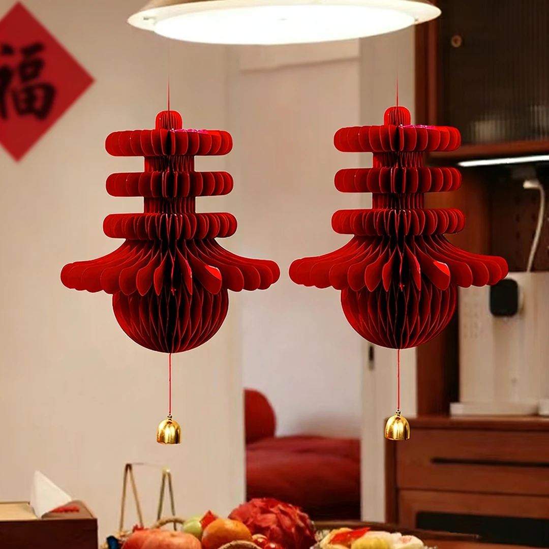 2026新年立体春字挂件蜂窝球福字新年挂件新年装饰品客厅场景布置