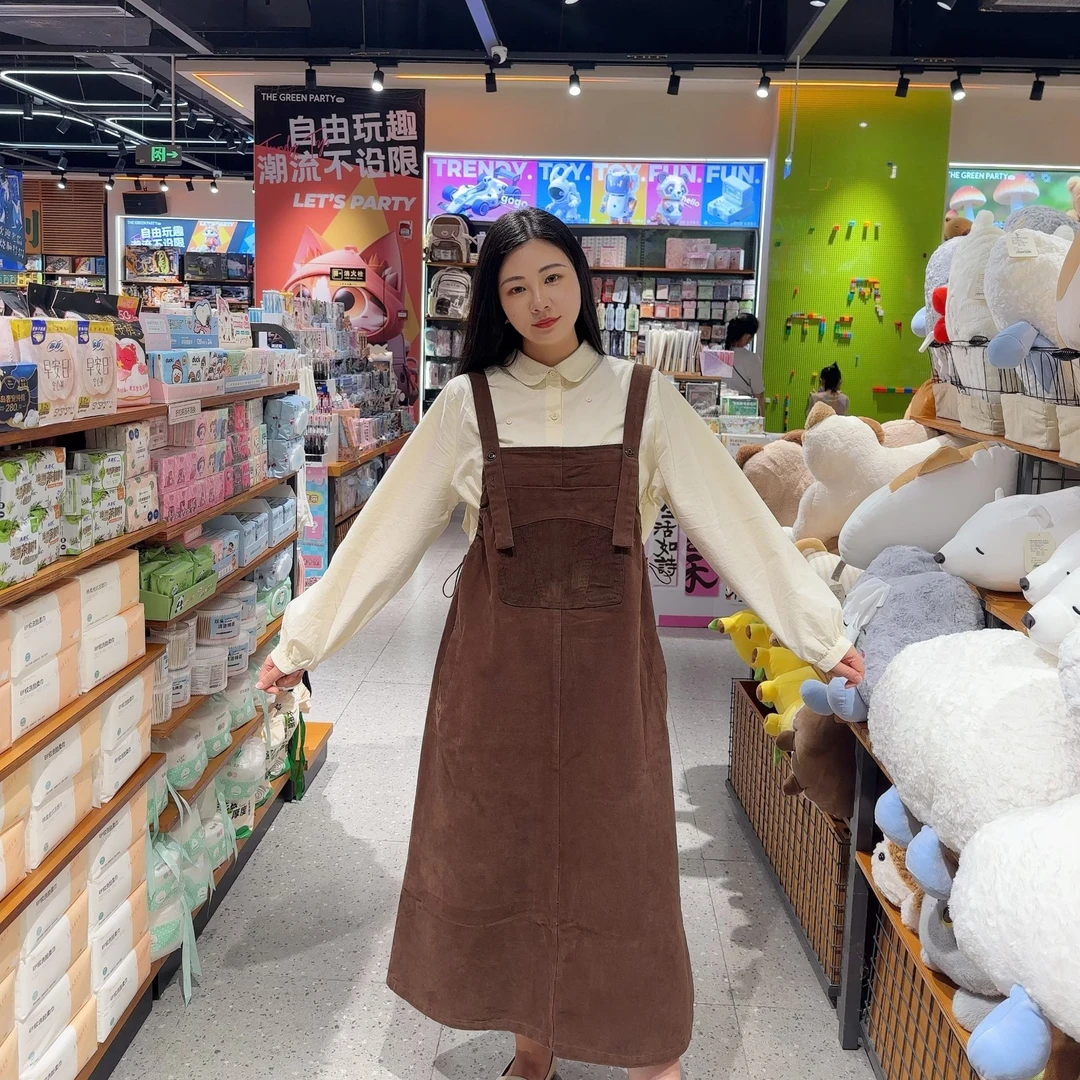 简约复古背带裙学院可爱文艺风显瘦韩版纯棉连衣裙