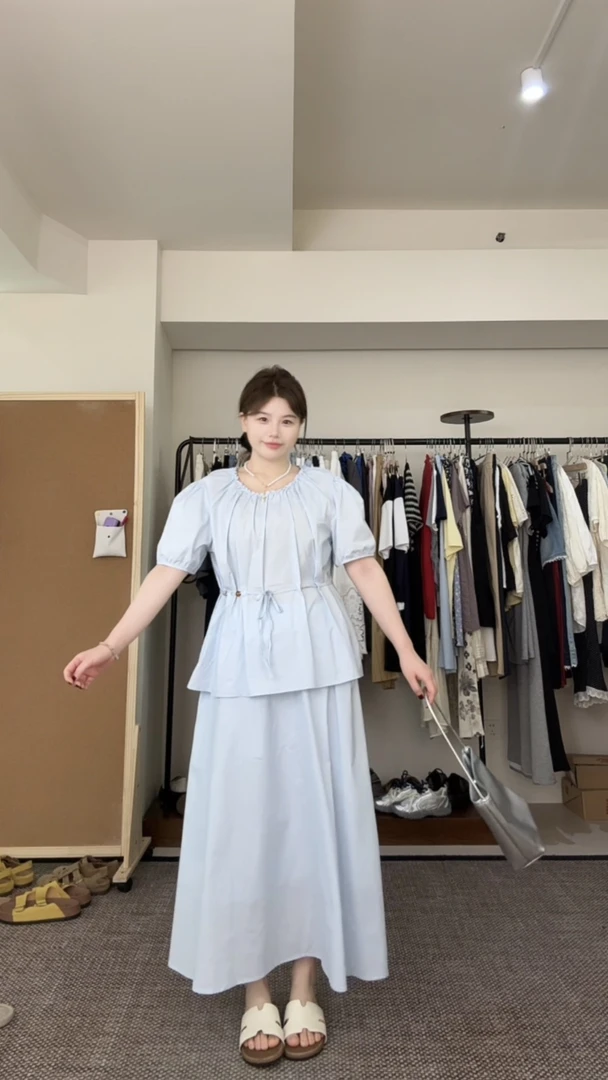 大码女装时尚法式短袖衬衫女装2025夏新款浪漫气质半身裙两件套