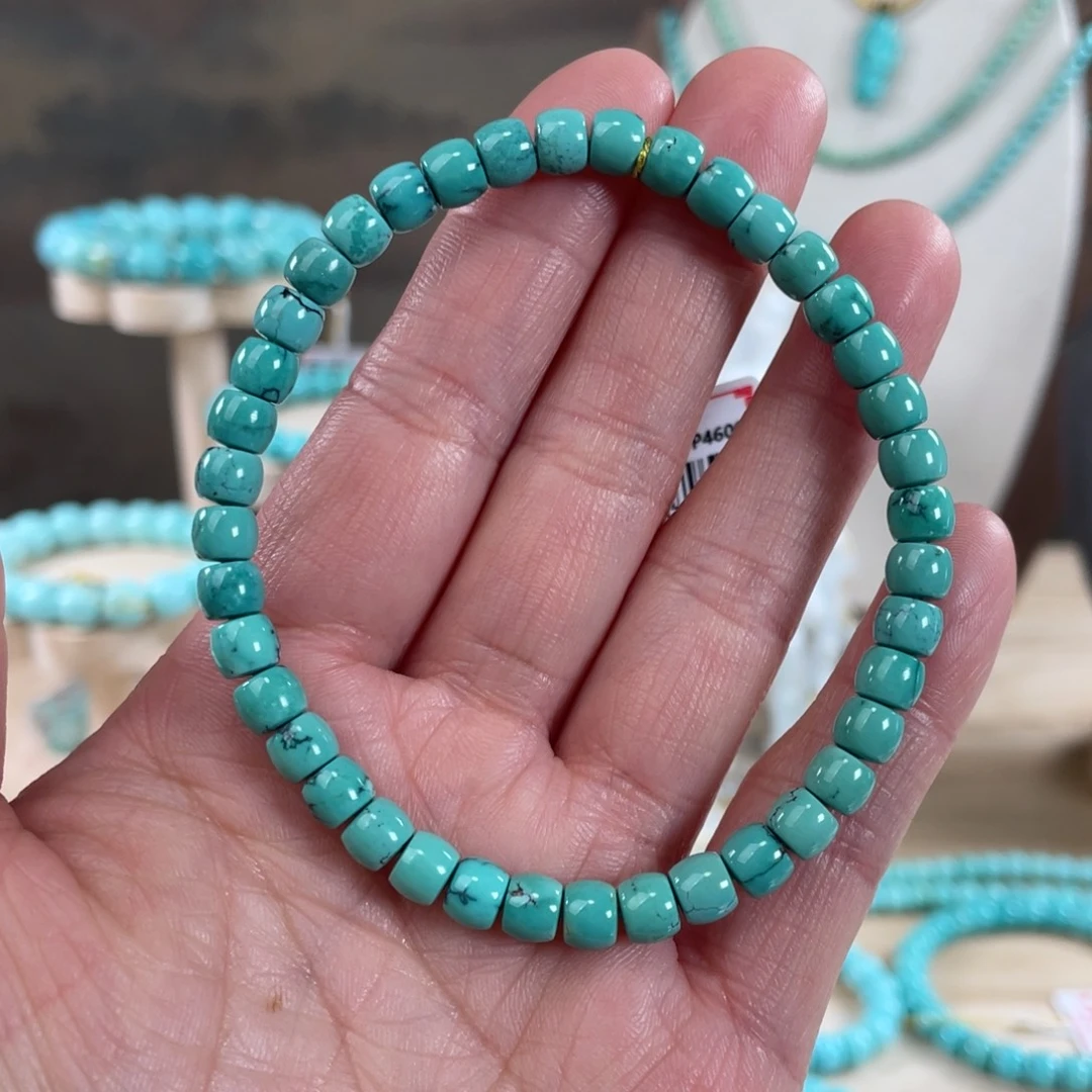 绿松石未镶嵌套链5.6精品玉化直切手串