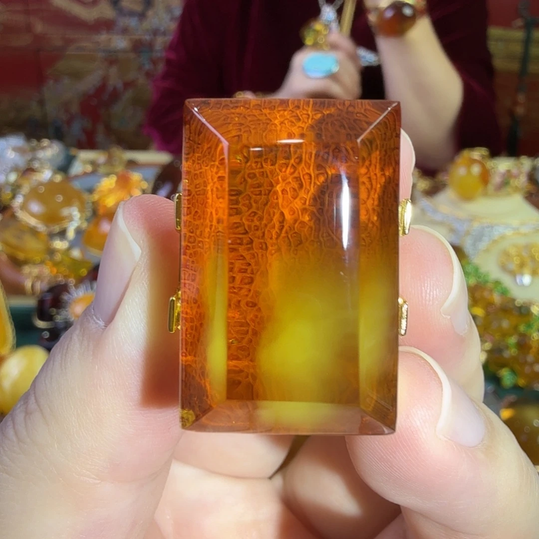 蜜蜡银S925镀金镶嵌戒指