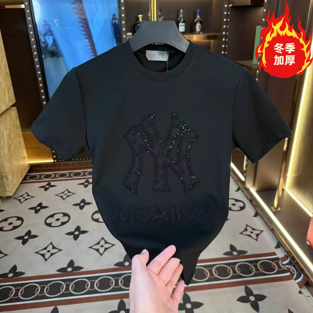 2025男士輕奢休閑圆领百搭修身刺绣 T恤【8571】