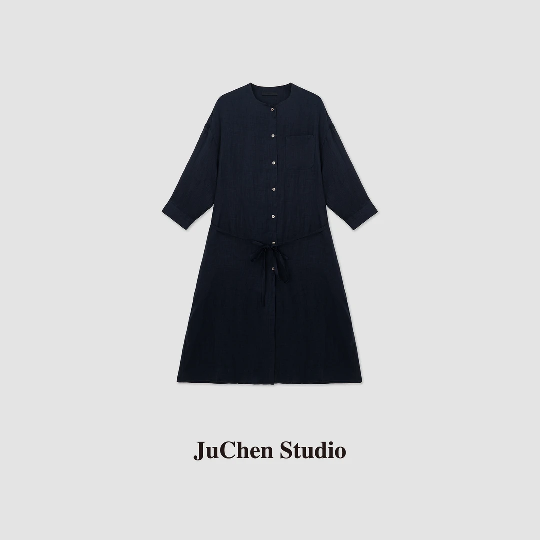 柔软近口苎麻轻透防晒衬衫纽扣连衣裙 SS062598