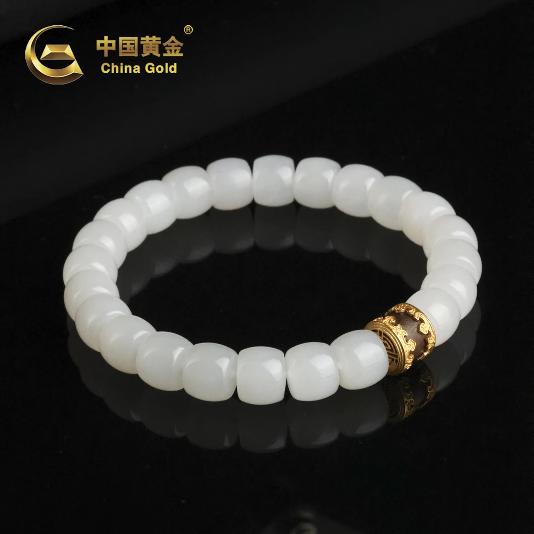 【中国黄金】琲雅 | 和田玉*手串*S925银镶嵌-S3798-Y