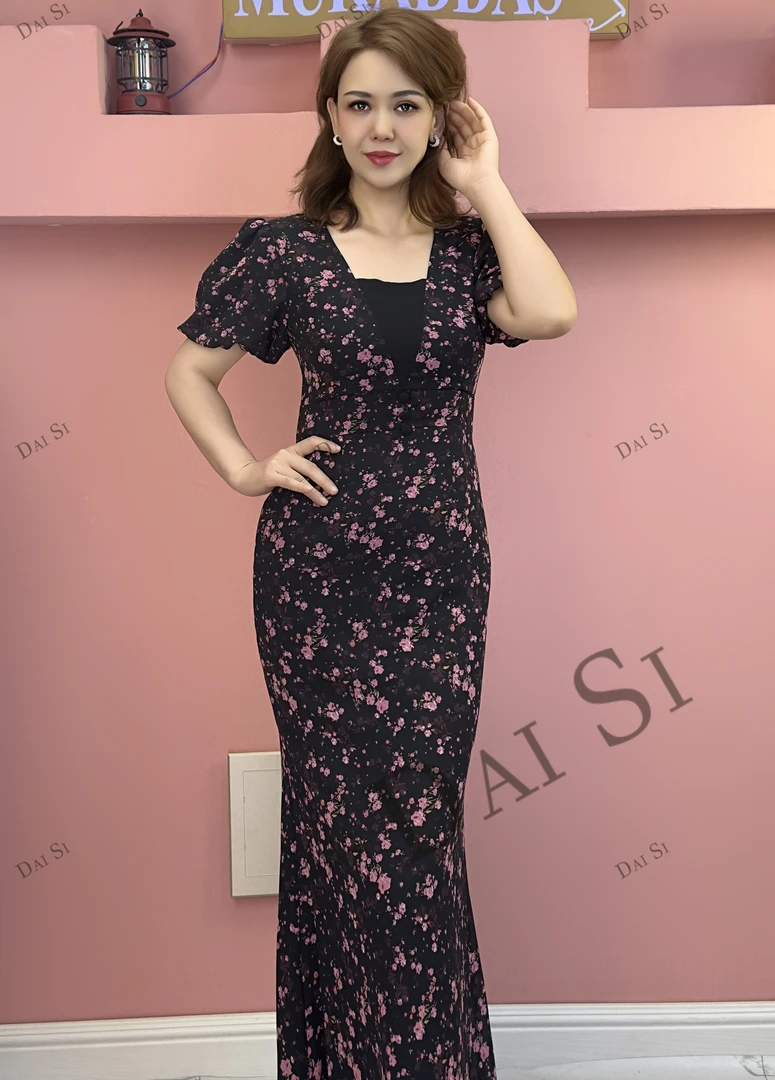 8009【DaiSi厂家直发包邮】新款时尚灯笼袖气质女装连衣裙