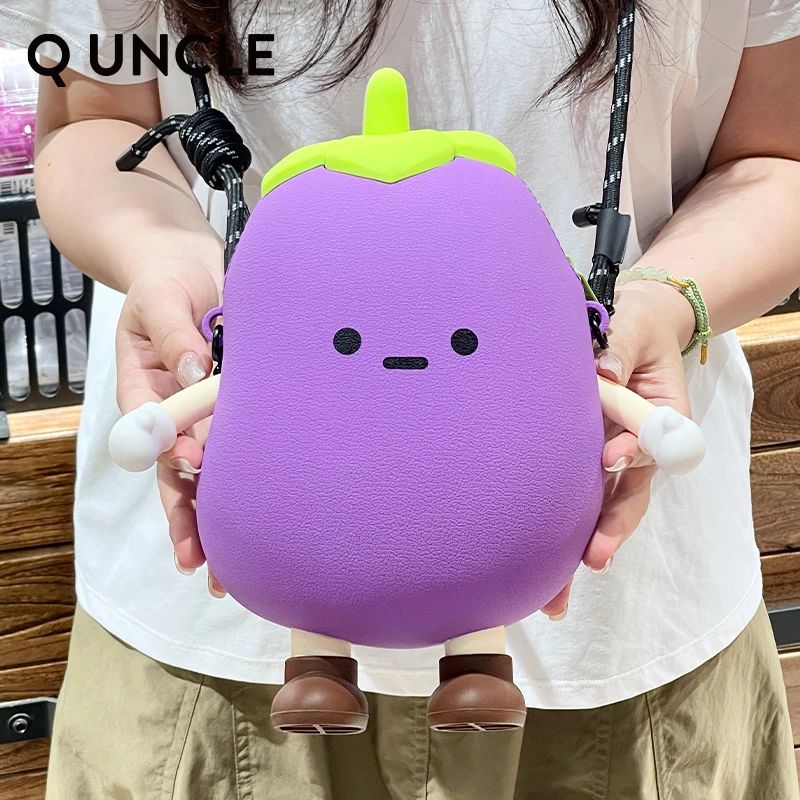 新品百搭可爱包包茄子手机包女士休闲单肩斜挎包呆萌大容量硅胶