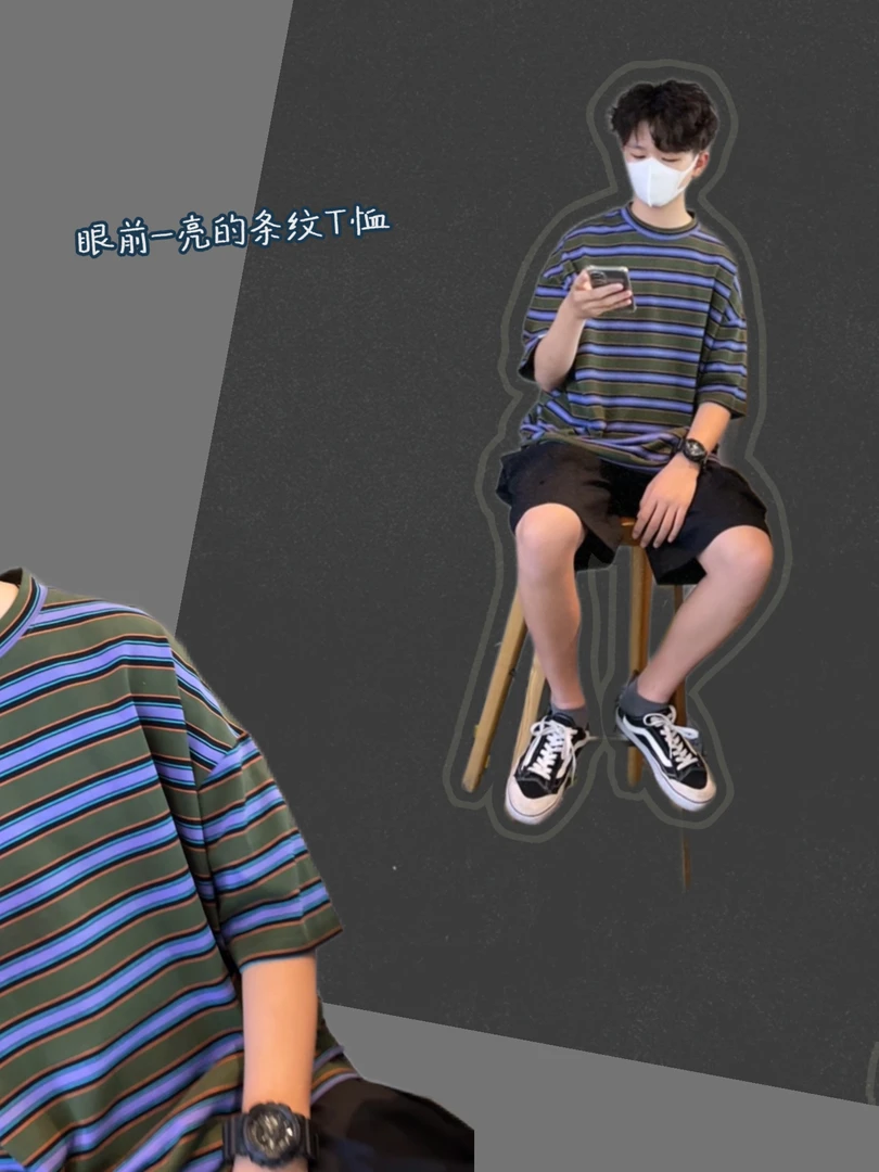 男童短袖t恤纯棉夏季新款童装亲子装儿童条纹半袖青少年夏装上衣